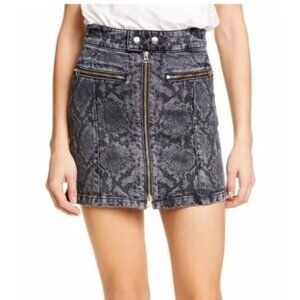 Rag & Bone Isabel Grey Snake Denim Mini Skirt 6 EUC